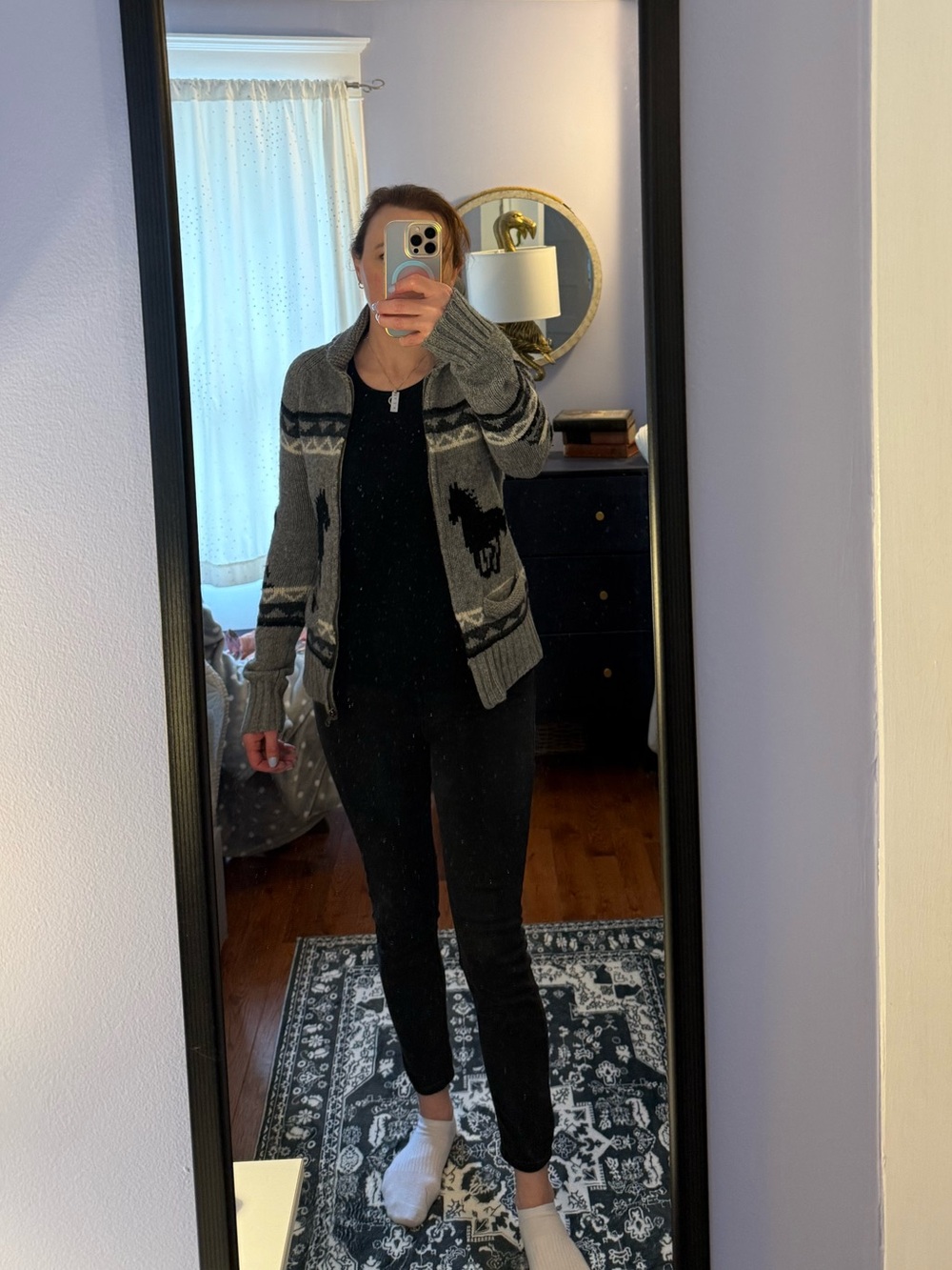 TNA Black and Gray Knit sweater with horse motif - Picture 5 of 7